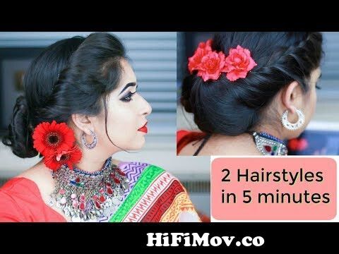 2 Simple HairstyleSimple Festival Buns for medium long hair 2018 Indian  Bangladeshi Party hair from চুল বাধাঁর স্টাইল বৈশাখি সাজ Watch Video -  