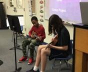 In the Ukulele Class for the 7/8th Elective, students learned how to read tab notation, as well as some percussive techniques such as chucking, knocking, and taps. The students chose a song of their choice to perform for a group project! Check this one out!