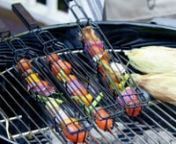 Enjoy perfectly grilled kabobs without a skewer with these handsome wood handled baskets. https://bit.ly/2GXNGME