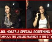 Kajol recently held a special screening for her latest film Tanhaji: The Unsung Warrior costarring Saif Ali Khan and husband actor Ajay Devgn. She was accompanied by her daughter Nysa Devgn. Check out the video.