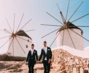 When Filip &amp; Jan from the USA first reached out to us to organize their dream gay wedding, top of their list of wedding wishes was a villa with breathtaking sunset views, so we just knew that an exclusive hill-top villa with breathtaking panoramic views in cosmopolitan Mykonos would be the perfect choice for them! With its amazing beaches &amp; iconic windmills as well as the all-important glorious sunsets, Filip &amp; Jan agreed it was everything they’d dreamed of… nFilip &amp; Jan, who
