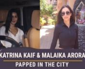 Malaika Arora and Katrina Kaif were recently spotted in the city. While Malaika Arora donned an all black outfit, Katrina Kaif kept it simple in her white outfit. Check it out.