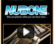 NuBone is a derivative of Graph Tech&#39;s proprietary TUSQ material and offers very similar tonal characteristics to our highly esteemed TUSQ. NuBone doesn&#39;t damp string vibration like plastic; instead, it transfers the optimum frequencies to the guitar allowing for more volume, more tone, and more harmonics. Also, NuBone is beautiful to work with because it is consistent throughout, files and sands easily, and won&#39;t melt on a belt sander.