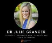In this podcast we talk to Julie Granger, a physiotherapist who you may remember from episode 20 when we talked about working with teenagers.nnIn this episode we talk about transitioning to Telehealth and how you can maintain your Telesanity!nnThere are a LOT of gems in this episode, includingn-thow to help patients calm down, by encouraging them to feel the emotions and sit in them for 2minsn-thow to assess and provide treatment via telehealth. She encourages you to brainstorm a previous clie