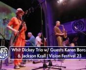 Whit Dickey - drums / Michael Bisio - bass / Rob Brown - alto sax / special guest Karen Borca - bassoon / special guest Jackson Krall - percussionn nPerformed and recorded on May 24, 2018 at Arts for Art Vision Festival 23, Roulette, Brooklyn.n nLegba shambles with the force of a hurricane nopening up a nwide sphere of vibration-n nwhere an imprint of soundncan enjoin othernsat the point of re-creation.n - Whit DickeynnSupport AFA!nhttps://www.artsforart.org/supportn nFree jazz drummer Whit Dick