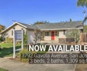 3792 Gavota Avenue, San Jose, CA 95124n3 bd, 2 ba, 1,309 Sq. Ft. &#124; Available NownnRemodeled 3BD / 2BA - Cambrian Neighborhood!nUpdated, Cambrian Homenn-3 Bedrooms, 2 Bathroomsn-Fresh Paintn-Hardwood Floors Throughoutn-Remodeled Kitchen with Granite Counters and Stainless Appliancesn-Remodeled Master Bath with Granite Countersn-Tile Floors in all Baths, KitchenNon-Smokers; No PetsnnInsurance: Renter&#39;s Insurance Required (&#36;500,000 Minimum Liability)nnDeposit: The Deposit is at Minimum Equal to O