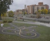 Titre français :nLe flâneur sautant : canal de Lachine (après McLaren)nnOn the Lachine Canal in Montreal is a knotted asphalt bike path created by Michel de Broin. The Wanderer jumps the path like Norman McLaren&#39;s characters in &#39;Neighbours&#39; (1952).nnPart of the &#39;Wanderer: (re)Marking) &#124; Le flâneur : (re)marquer&#39; project that took place on, in and around the Lachine Canal, Montreal, Quebec, Canada. The project was curated by Veronique LeBlanc as part of a commission by Partners in Art for