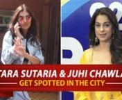Tara Sutaria was spotted in the city. The actress who will be seen in Marjaavaan looked jaunty in a black crop top with ripped denim jeans and a denim jacket. Juhi Chawla was spotted at an event in the city. The actress looked gorgeous in a yellow suit with golden embroidery. She donned jhumkas with her outfit.