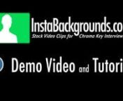This video demonstrates how InstaBackgrounds royalty-free video clips can be used as realistic-looking backgrounds for chroma key interviews and other types of headshots.nnGet more information:http://InstaBackgrounds.comnnInstaBackgrounds can put high-quality interview setups with sophisticated lighting and shallow depth-of-field within reach of anyone – regardless of your camera, budget, or shooting location.nnRoyalty-free InstaBackgrounds plates are designed to match the style of interview