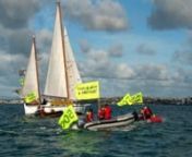 Year: 2013n nMedium: 4hr action, 1 Yacht (VS Vega), 4 inflatables, 10 fluorescent flags, 7 historic flagsn nAction with five vessels on the Wai-te-matā Harbour
