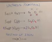 How to predict products and balance a Synthesis Reaction. Real world example , rusting of iron. Iron III Oxide