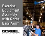 Visit:nhttps://gorbel.com/nnIndustry:Exercise Equipment ManufacturernnProduct: Gorbel Easy Arm nnThe Problems:nLogjams created by a straight testing and assembly linenProcess improvement on the line created the need for a specialized lifting solutionnNeeded to precisely place motors on pins of framennThe solution:The company purchased a freestanding Easy Arm® with an 8’ span and 8’ height under boom, and installed it so that it could serve the testing “buffer zone” and the main as