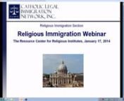 Original broadcast date: 1/17/2014nKate Kuznetsova is one of the attorneys in the Religious Immigration Section at the Catholic Legal Immigration Network (CLINIC) in Silver Spring, MD. Having practiced religious immigration at CLINIC for over 2 years, Kate will be presenting on the R-1 visa process. This is the immigration process religious workers have to go through to qualify for R-1 status/visa. Kate will go through the I-129 petition process and R-1 visa process at a U.S. Consulate abroad. I