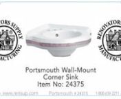 http://www.rensup.com/Corner-Sink-White-Vitreous-China-Portsmouth-Basin/pd/24375.htm?CFID=87 pedestal sinks, bathroom child’s toilets, brass faucets, chrome faucets, waterfall faucets, specialty faucets, reproduction antique hardware, restoration hardware, renovator’s hardware, decorative home accessories, furniture, lighting, and other renovation supplies.nnSince 1978, Renovator’s Supply has been the #1 trusted source of quality fixtures for renovation and new construction on both residen