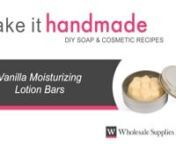 This video demonstrates how to make Vanilla Moisturizing Lotion Bars. Lotion bars are thought to keep you moisturized longer than water-based lotions making them perfect for dry-cracked skin. The beeswax is thought to create a protective layer allowing your skin to absorb the nurturing butters and oils. This recipe makes five lotion bars that are nicely nestled in shiny silver tins.nn