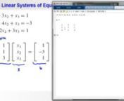Demonstration of how to solve linear systems of equations, using Matlab, the TI-89 calculator, and the WIMS online linear solver.Updated 2/4 to include TI-83+ calculator as well.