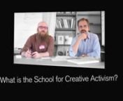 Steve Duncombe and Steve Lambert talk about the School for Creative Activism and workshop participant, Maz Ali, tells his experience.nnThe School for Creative Activism is a participatory workshop infusing community organizing and civic engagement with culture and creativity.nnWorking directly with organizers and community actors, the SCA leverages the strengths of grassroots activism and the attention grabbing and complex messaging of art through a curriculum designed to:nn- Teach cultural t
