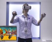 オーストラリアのパースで行われた天然ガスの国際会議における企業展示としてVRコンテンツを制作しました。 nVR空間で体を動かす楽しさをユーザーに体験してもらうために、”VR版リズム・ダンス”というコンセプトで制作しました。 n両手に付けたアームバンド型のセンサーとヘッドフォンを装着し、VR空間で音楽（リズム）に合わせてタイミングよく体を動かすこと