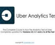 The Uber Analytics Test is the second test in the entire interview for General Manager, Associate General Manager, Operations and Logistics Manager and Marketing Manager positions. nnIf you pass the recruiter screen, the next step is to do this 2 hour timed online analytics test. nnCourse OutlinennTest Details – Here we will cover what to expect on the test.nTheory - Here we’ll go through theory around Uber’s business model, pricing strategy, metrics etc.nQuantitative Questions – First C