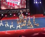 This is Twist &amp; Shout&#39;s Senior Coed Level 5 team, Diamonds, competing at the NCA National Championship cheerleading competition at the Kay Bailey Hutchison Convention Center in Dallas, TX on 3/1/15. They were in 4th place out of 47 teams with a score of 97.36 after Day 1.They are from Tulsa, OK.