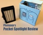 To watch the original video on YouTube click on this link: https://youtu.be/Nvv3i0jd2yknnSubscribe to this channel to see other videos: http://vid.io/xqjjnIn this episode we review the Photojojo&#39;s Pocket Spotlight:nhttp://photojojo.com/store/awesomeness/pocket-spotlightnnThe Pocket Spotlight is a continuous led light source you can mount to your phone&#39;s headphone jack or your camera&#39;s hot shoe.nnDon&#39;t forgot to subscribe to our channel, because every week we are going to upload a game and one of