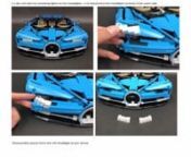 Manual Instruction for LEPIN LEDLIGHTBugatti Chiron 20086nn------------- nManual Instruction for LEPIN LEDLIGHTBugatti Chiron 20086n- Compatible with LEGO 42083 of the same name. The set consists of 4031 pieces and is designed for 16 years old. n•tn✅ SET DETAILS n• 4031 pieces n• Ages 16+ nContains detailed assembly instructionsn•tSupercar model toy LEPIN Technic Bugatti Chiron 56 cm long, 14 cm high and 25 cm width.n•tDetails such as the rear wing, accelerator pedal, 8-speed gea