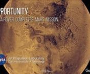This NASA video is a synopsis of the Mars rover Opportunity during it&#39;s 15 year mission on he red planet.