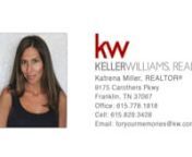1227 Buckhead Dr Brentwood TN 37027 &#124; Katrena Miller nnKatrena MillernnI am a born and bred Tennessee girl with a passion for working with and for my clients as a professional real estate agent. My goal is to make every client a client for life by keeping each transaction as seamless as possible, maintaining constant communication and personalized attention throughout the entire process. I excel in professionalism, negotiating skills, and hard work. I understand that every client has specific ne