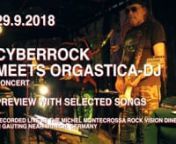 ‘Cyberrock Meets Orgastica-DJ’ Concert by Michel Montecrossa and Mirakali live at the Filmaur Multimedia House in Gauting near Munich, Germany on 29th September 2018, is released by Mira Sound Germany on Audio-CD, DVD and as Download.nnnThe concert presents 32 of Michel Montecrossa’s brand-new power of Cyberrock Songs and Mirakali’s exciting Orgastica-DJ Instrumentals together with the recitations of her Zen-Style Cyberpoems including rarities like Bob Dylan’s Song ’Never Gonna Be Th