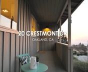 Perched on a corner lot overlooking the bay, 20 Crestmont is an exquisite, light-filled 3+BD/3BA, 2076 sq ft Mid-Century Modern with a full-service studio in-law/au pair suite with separate entrance. The home features a wide-open floor plan, an updated eat-in kitchen with breakfast nook, formal dining room, spacious owner’s suite and two additional bedrooms on one level, and recently remodeled baths. A magnificent sunroom with floor-to-ceiling windows provides sweeping panoramic views of the b