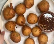 How to make Hush Puppies. nnRecipe Step #6: Serve the hush puppies warm with a drizzle of the spicy honey sauce.