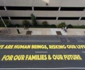 “We Are Human Beings” is one of 5 installations I created from my #familiasseparadasproject. This installation took place in front of the ICE building in Philadelphia on October 12th, 2015. As ICE agents looked on, I led the installation with volunteers and families from Juntos, an immigrant rights organization based in Philadelphia. The 90’ words come from Ana, an undocumented mother, who was detained with her daughter at the Berks County family prison in Pennsylvania. Ana’s words were