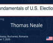 This program focuses on U.S. electoral institutions and practices. Thomas Neale is a specialist in American national government and election analysts for the Congressional Research Service (CRS) of the Library of Congress.In addition to editing and managing different offices at CRS, he researches and writes on elections, the electoral college, and the U.S. Constitution.Neale has co-written Landmark Legislation, 1774-2002: Major U.S. Acts and Treaties and Landmarks Debates in Congress, 1789-2