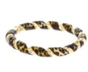 https://www.ross-simons.com/902670.htmlnnBe fierce and fun with so much style! This wild accessory is a playful statement, featuring leopard-print enamel and 18kt yellow gold over sterling silver in a twisted bangle bracelet. 1/4