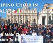 Join a Filipino all-male choir as they realize their dream of going to Italy for a musical pilgrimage. With their repertoire of sacred Latin music along English and Filipino pop songs, they makes the halls of some of Italy&#39;s grandest old churches come alive once again.nnThis is the JOHN VAN DE STEEN MALE CHOIR: MISSION TO ROME, a 3-part docuseries. In part 1, we learn about the origins of the choir as young boys in the Manila Cathedral Boys Choir and follow them as they finally make it to Rome o