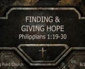 Today we continue the series: “Survival Zone – Studies in Philippians.” This well-loved letter will encourage us to not only to survive but to grow in our love for God and for others, as well as, increase the joy of our relationship with God. Today’s passage will guide us in finding hope and courage, as well as, helping others find them, too.nn nnSermon guide: turningpointolympia.com/images/PDFs/Serm2020_0628Guide.pdfnn nnThis week&#39;s reading plan: Hope is a Personnnhttps://bible.com/p/