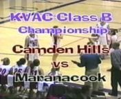 This is Vintage Girls Basketball Game # 37, the Class B KVAC Championship from February, 2003, between the Camden Hills Windjammers and the Maranacook Black Bears. The Windjammer starters were Sam Wiley, Charlotte Croce, Claire Neville, Stephanie McIntyre, and MaryAnne Croce. The starters for the Maranacook Black Bears were Toby Martin, Kim Denbow, Christian Bardaglio, Maddy Edwards, and Erica Brennan. n This game is one requested by a viewer, and we are looking for requests for “Memorab