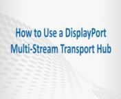 Tripp Lite’s DisplayPort Multi-Stream Transport Hubs distribute a single DisplayPort signal across multiple monitors – in mirror, extended, or video wall mode.nnThese hubs are compatible with DisplayPort 1.2, which supports multi-stream transport. To ensure full functionality, check your graphics card’s documentation and confirm that it supports the features you need. For example, some graphics cards—particularly older DisplayPort 1.1 models—are limited to mirror mode. Others support m