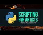 TUTORIAL - Scripting for ArtistsnnAn introduction to the scripting basics in Python. The first video looks into scripting and compiling languages, the different versions and what Python exactly is while in the following we will have a look at the basic coding with variables, functions, dictionaries etc.nnVIDEO overviewn00:16 - Codingn00:31 - Commentsn01:14 - Printn02:14 - Variablesn04:55 - Functionsn08:14 - Listsn11:10 - Dictionariesn13:02 - TestnnPart3: https://youtu.be/QHfKKNOUMZonnDOWNLOAD co