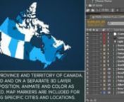 ✔️ Download here: nhttps://templatesbravo.com/vh/item/canada-map-kit/15856796nnnnCanada Map KitCanada Map Kit is a handy After Effects project that’s an invaluable addition to your library of motion graphics assets. The project is made up of every Province and Territory of Canada, individually masked and separated onto 3D layers… so you can scale, position, hide, animate and alter as [information on project page] a photo, video or logo as your main asset to represent the country. Add a b