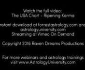 In this timely intensive talk, prominent astrologer Steven Forrest explores both the U.S. natal chart and the current Plutonian transits confronting the country.nnJust like an individual human being, a nation has a destiny into which it can rise and a shadow into which it can fall. And just like a human being, a nation has karma -- antecedent realities which haunt it and present it with soul-cages and, critically, the means with which to resolve them. By transit, the present Plutonian realities