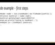 Videoföreläsning om hur man kan parse:a (läsa in och bygga upp en trädstruktur) JSON från Java med hjälp av olika ramverk. Föreläsningen går igenom javax.json och org.json som två olika API:er att använda för detta syfte. Del 2/3.