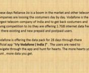 These days Reliance Jio is a boom in the market and other telecom companies are loosing the costumers day by day. Vodafone is the largest telecom company of India and to get back costumers and giving competition to Jio they are offering 1.7GB internet data free to there existing and new prepaid and postpaid users.nn nnVodafone is offering the data pack for 28 days through there official app “My Vodafone ( India )” . The users are need to navigate through the app and hunt for hearts. The mo