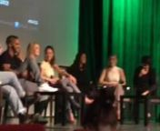 The 100 Cast Panel #1. We Are Grounders.nEliza Taylor, Lindsey Morgan, Ricky Whittle, Christopher Larkin, Jessica Harmon, Rhiannon Fish.nnToulouse, France 2/18/17.
