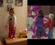 Marlee dancing along with Barney and friends.