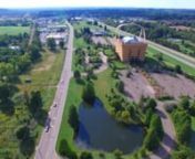 CC Custom Products, makers of high quality LED lighting fixtures for the utility market, as seen from a drone view located in Newark Ohio.