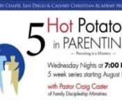 Craig Caster brings us the 5th and final message on the 5 Hot Potatoes of Parenting series. Recorded at Calvary Chapel San Diego on September 5th, 2012.