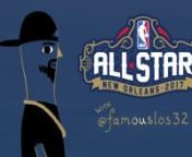 Funny instagram basketball analyst @famouslos32 went to New Orleans to spend time with NBA All-Stars and this animated intro accompanied his interviews and other videos for Whistle Sports.nCharacter design and animation direction by Chris EdsernAnimation by Joel Williams