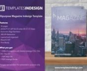 Clean and modern InDesign magazine template to help you design a beautiful magazine and present an high quality product to your clients. Easy to edit text and images. It comes with front and back cover designs and 30 unique inner pages layouts.nnFeaturesnn32 pagesnA4 (8.27”x11.69”) n1 PDF help file with the links to the fonts used (only free fonts) and general file description and features.n1 Indesign PDF Guide to teach you how to add your own images, add or delete pages and edit text, colou