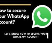 How to secure your WhatsApp : Some tips : Let&#39;s know how to secure your WhatsApp account Bivas Chatterjee #whatsapp #whatsappsettings. Some tips are discussed on WhatsApp security and privacy in Bengali. If you have any question or queries please let me know. Always use updated WhatsApp so that you can always fight against viruses and malware.nWhatsApp&#39;s update provides patches that help fight the virus.nAlways use WhatsApp Two Step Verification. process.In WhatsApp in Android systemyou can